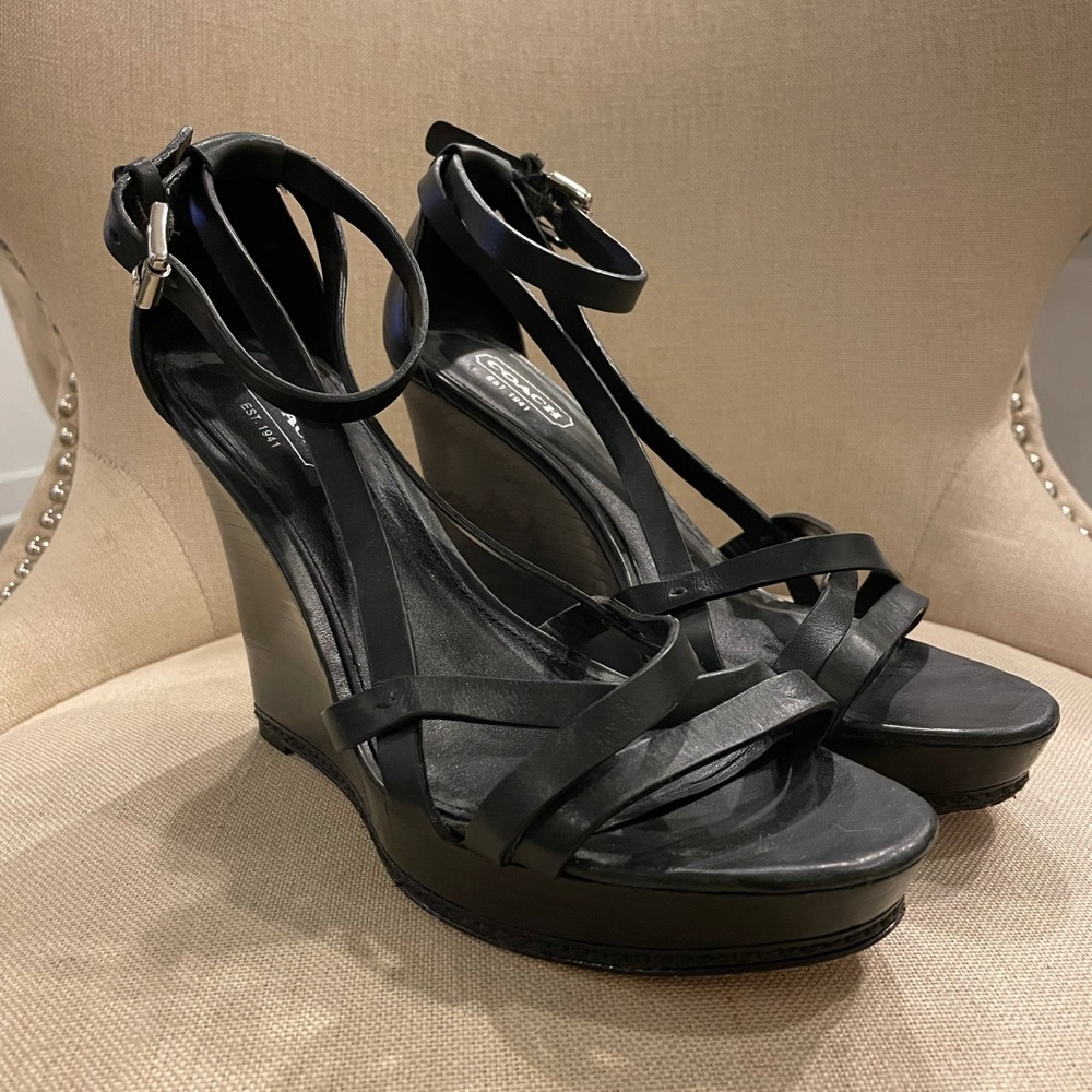 Coach vintage black wedges size 7